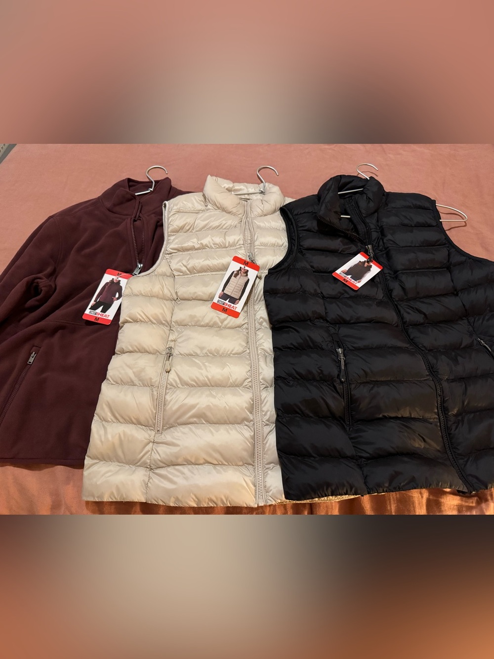 Fleece and 2 Puffer Vests
